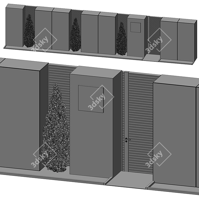 Durable Steel Fence: 14m Length, 3m Height 3D model image 5