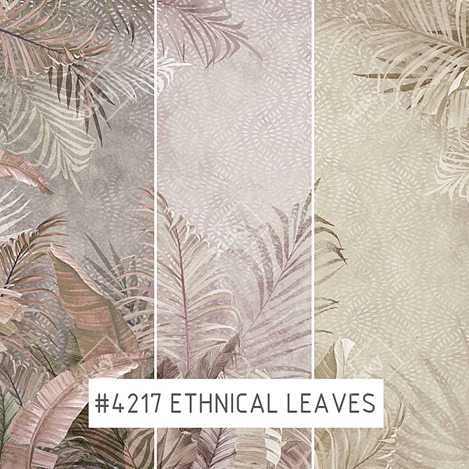 Ethnical Leaves Wallpaper | Eco-friendly & Customizable 3D model image 1