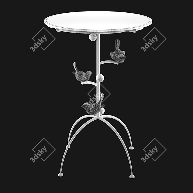 Terra Birds Table: Elegant Steel and Marble Design 3D model image 7