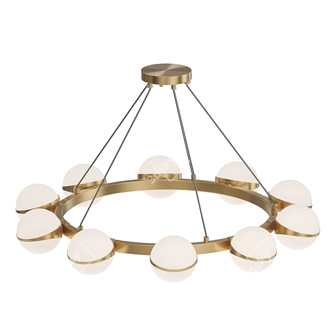 Bronze Glass Ball Chandelier 3D model image 2