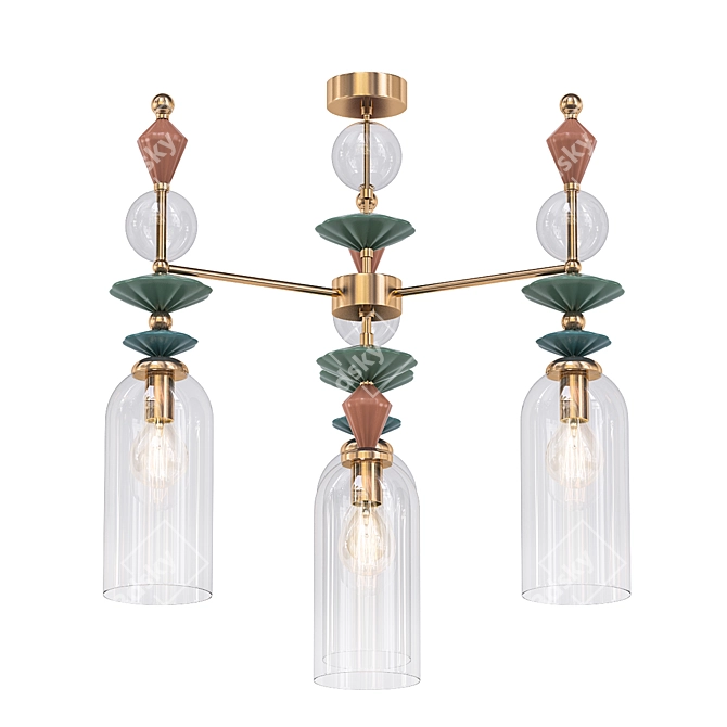 Elegant Iris Glass Chandelier 3D model image 1