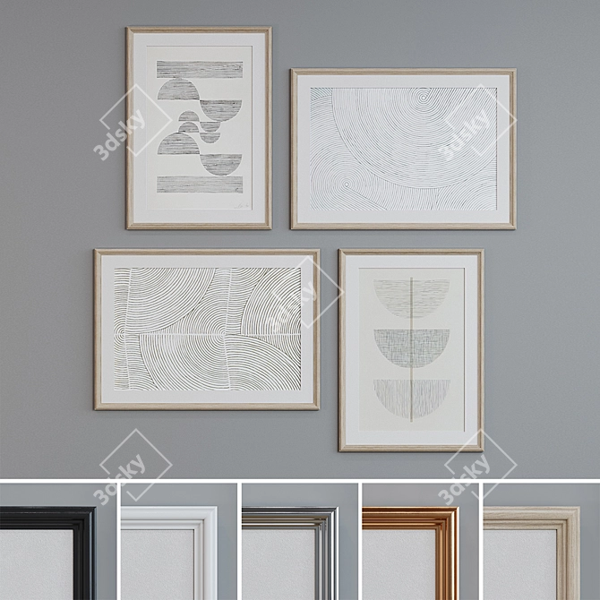 Modern Minimalist Picture Frame Set 3D model image 1