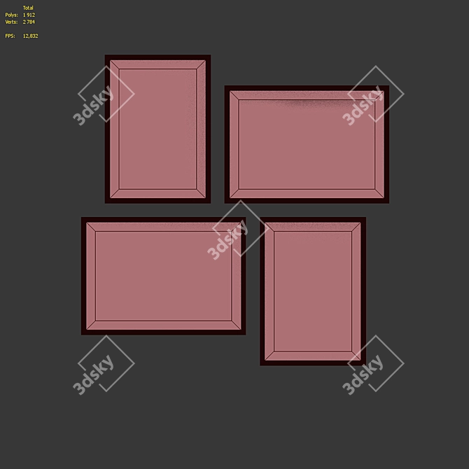 Modern Minimalist Picture Frame Set 3D model image 7