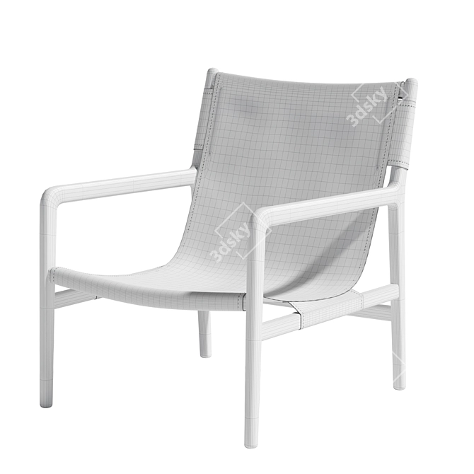 Sleek Leather Sling Lounge Chair 3D model image 3