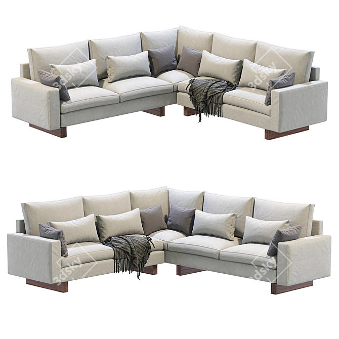 Modern West Elm L-Shaped Harmony Sofa 3D model image 1