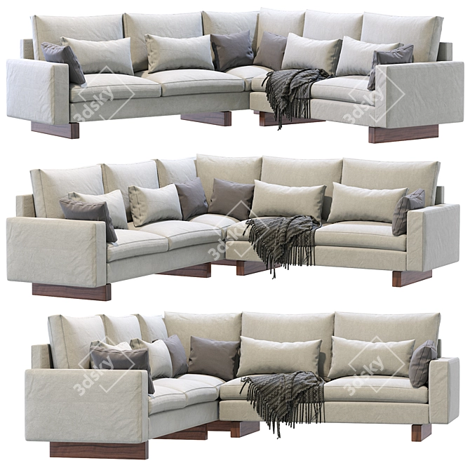 Modern West Elm L-Shaped Harmony Sofa 3D model image 3