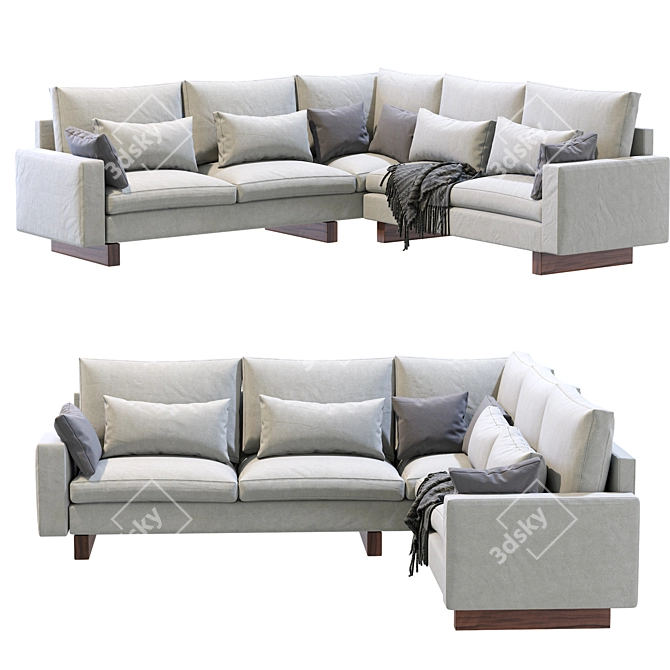 Modern West Elm L-Shaped Harmony Sofa 3D model image 4