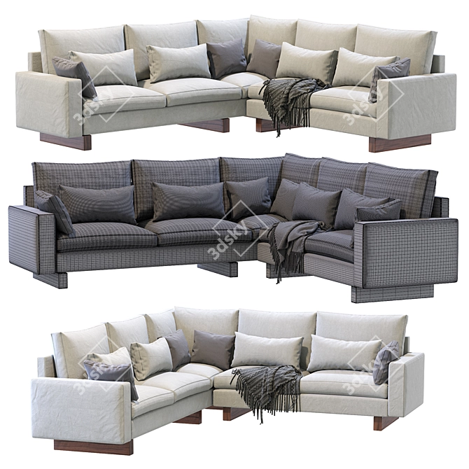 Modern West Elm L-Shaped Harmony Sofa 3D model image 5