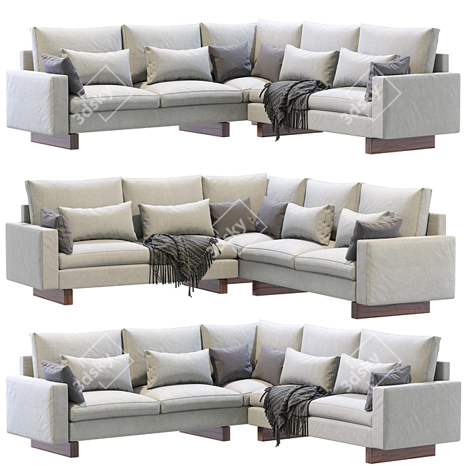 Modern West Elm L-Shaped Harmony Sofa 3D model image 6