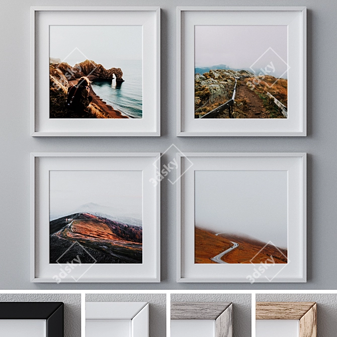 Elegant Photo Frames Set: 4 Colors, High-Quality Textures 3D model image 1