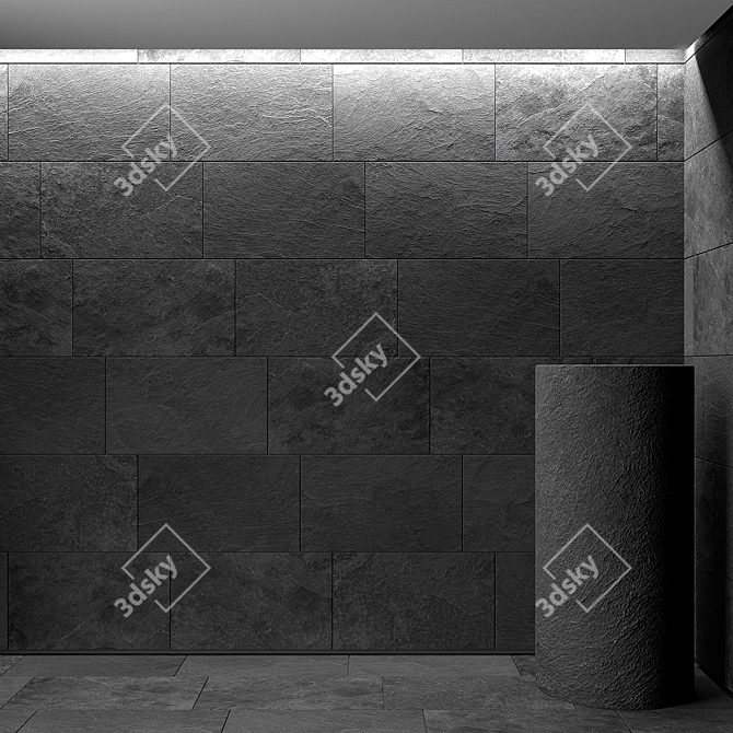 Sleek Black Slate Textures 3D model image 2