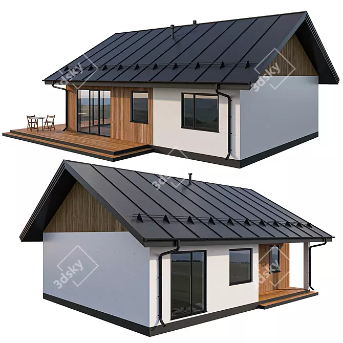 Modern Cottage with Click Seam Roof 3D model image 2