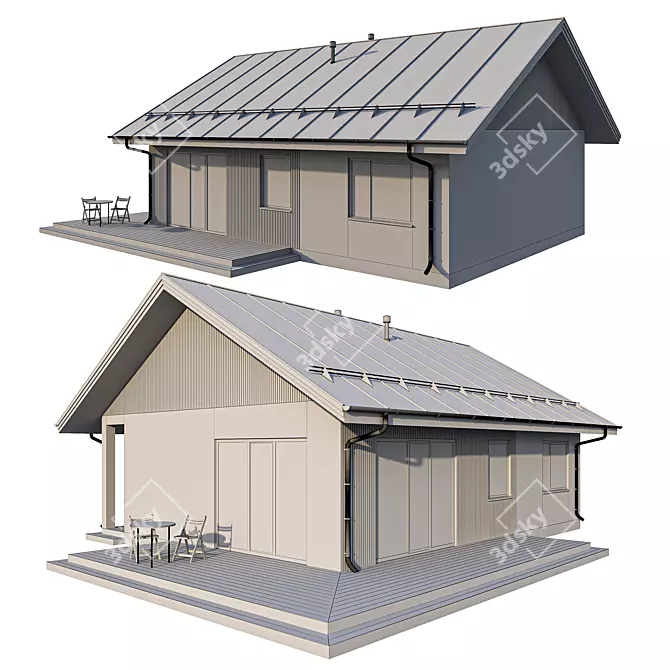 Modern Cottage with Click Seam Roof 3D model image 3