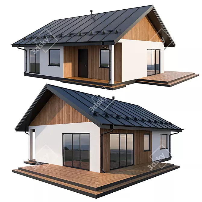 Modern Cottage with Click Seam Roof 3D model image 4