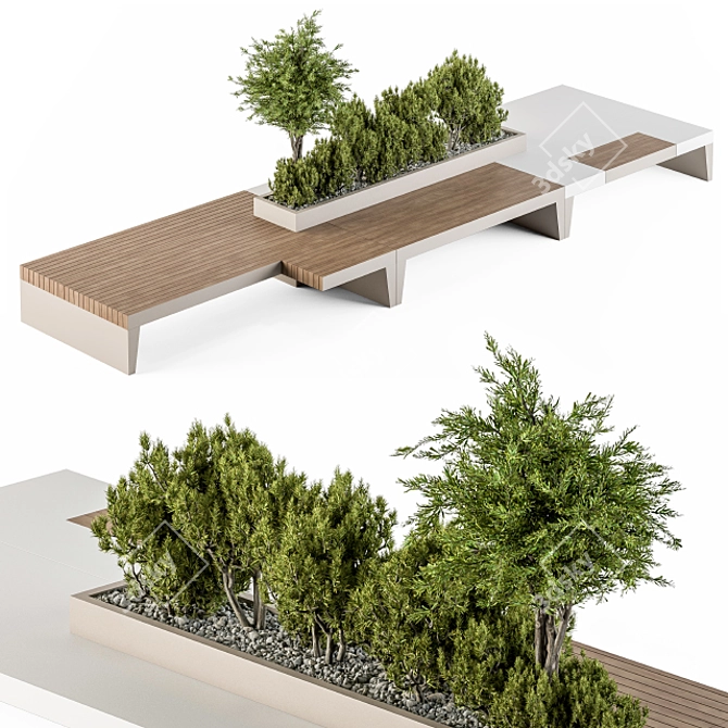 Urban Garden Bench: Set of 20 3D model image 1