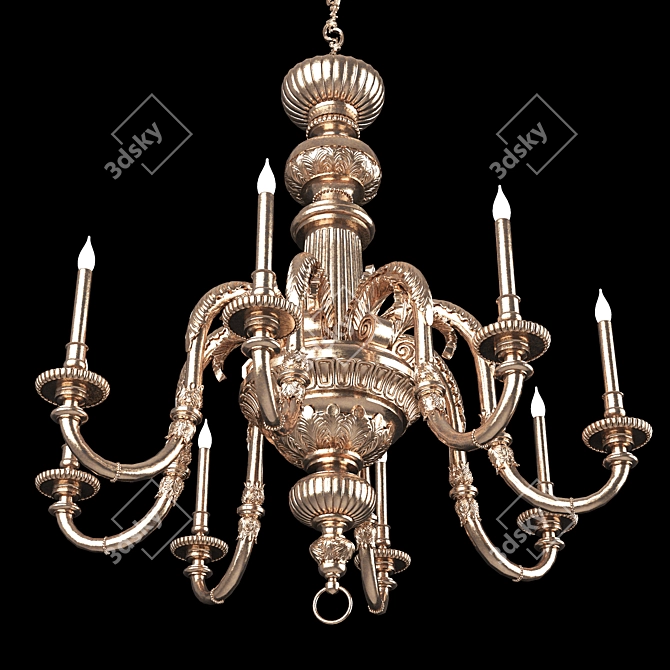 Elegant Brass Chandelier X 3D model image 1