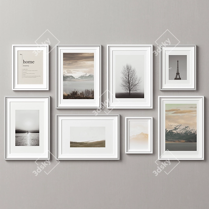 Versatile 8-Piece Picture Frames Set 3D model image 3