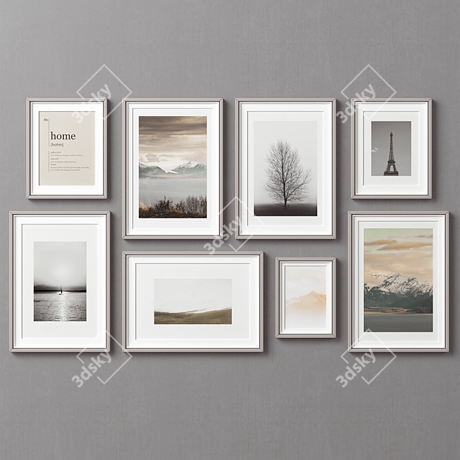 Versatile 8-Piece Picture Frames Set 3D model image 4