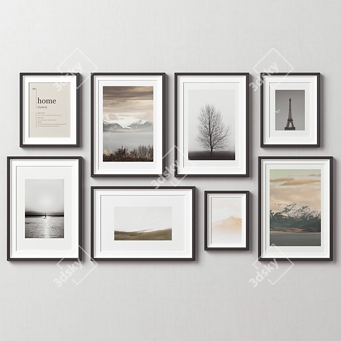 Versatile 8-Piece Picture Frames Set 3D model image 11