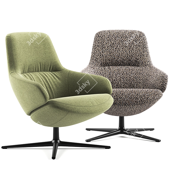 Arper Aston Club 4-Way Low Backrest: Sleek, Stylish, and Versatile 3D model image 2