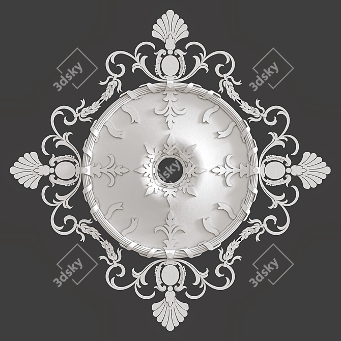 Elegant plaster ceiling rosette 3D model image 1