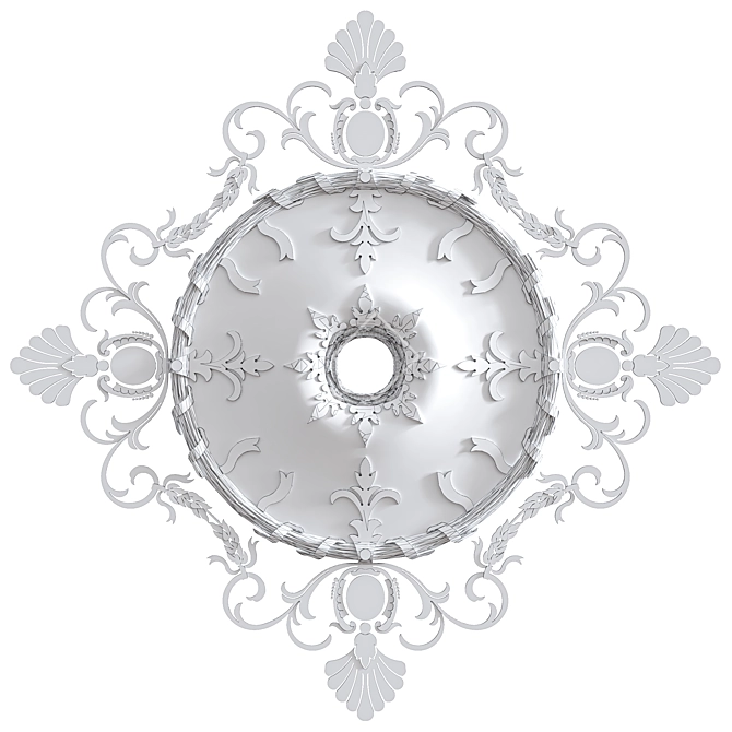 Elegant plaster ceiling rosette 3D model image 3