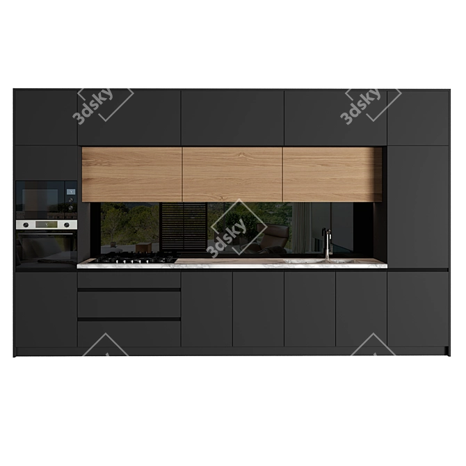 Modern Modular Kitchen: High-Quality 3D Model 3D model image 1