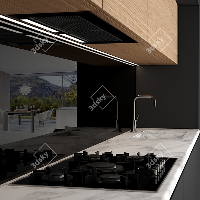 Modern Modular Kitchen: High-Quality 3D Model 3D model image 2