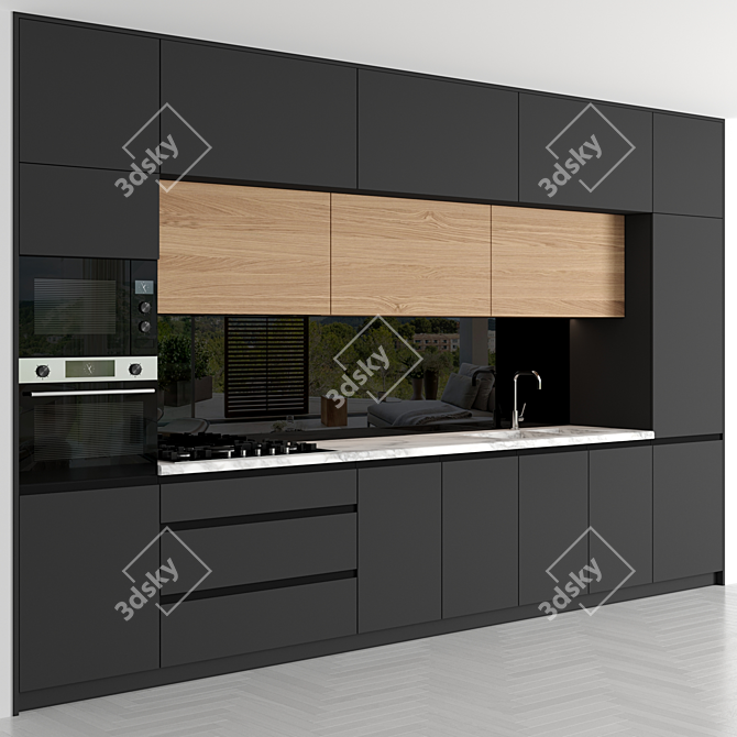 Modern Modular Kitchen: High-Quality 3D Model 3D model image 4