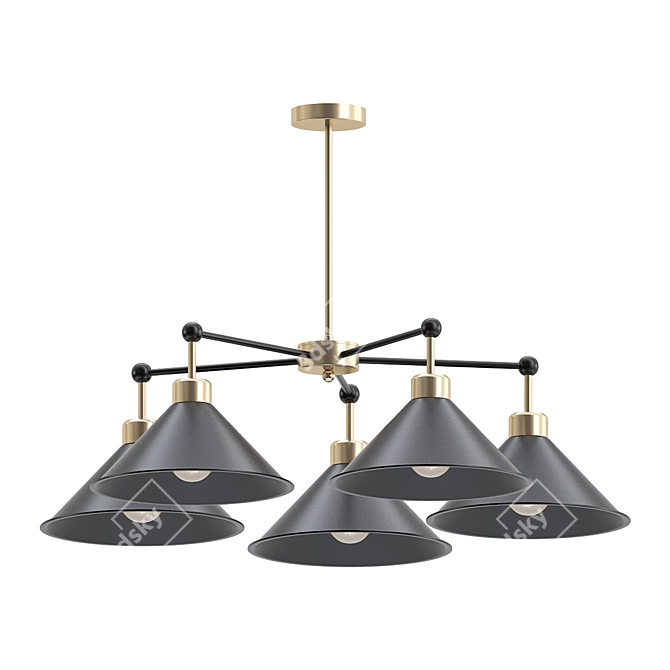 Modern Black Pendant Chandelier 3D model image 1