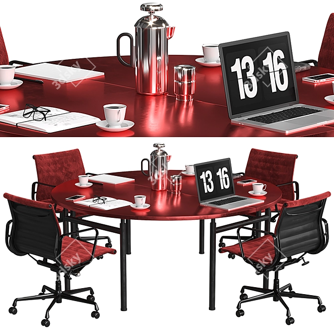 Elegant Copper Conference Table 3D model image 1