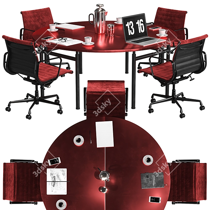 Elegant Copper Conference Table 3D model image 2