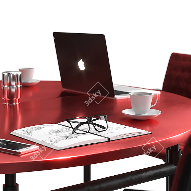 Elegant Copper Conference Table 3D model image 4