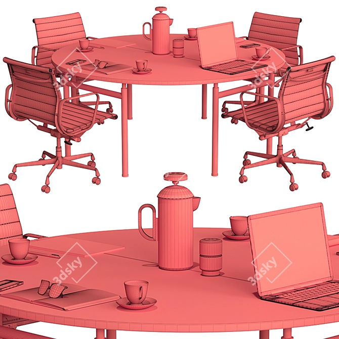 Elegant Copper Conference Table 3D model image 6