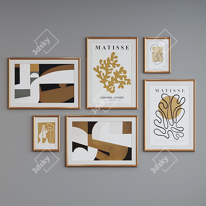 Modern Minimalist Picture Frame Set 3D model image 3