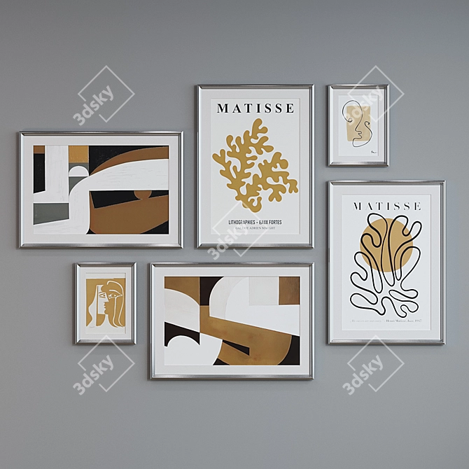 Modern Minimalist Picture Frame Set 3D model image 4