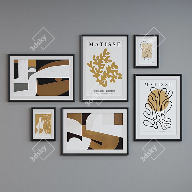 Modern Minimalist Picture Frame Set 3D model image 5