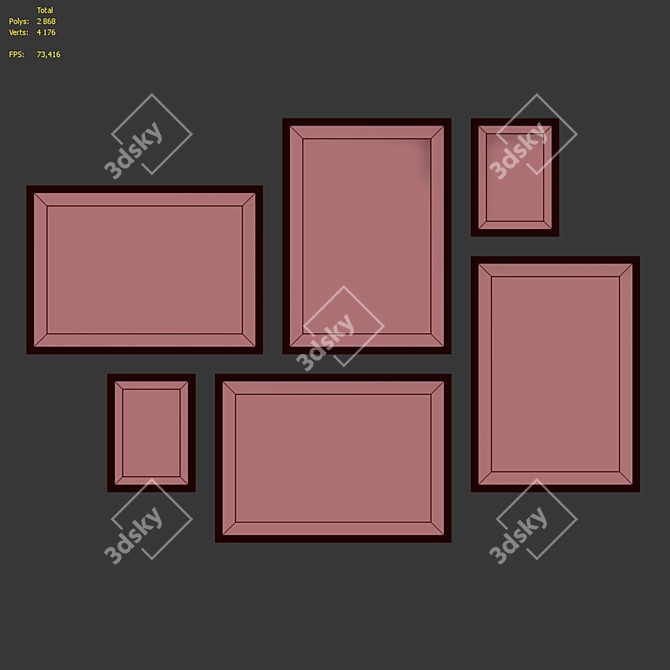 Modern Minimalist Picture Frame Set 3D model image 7