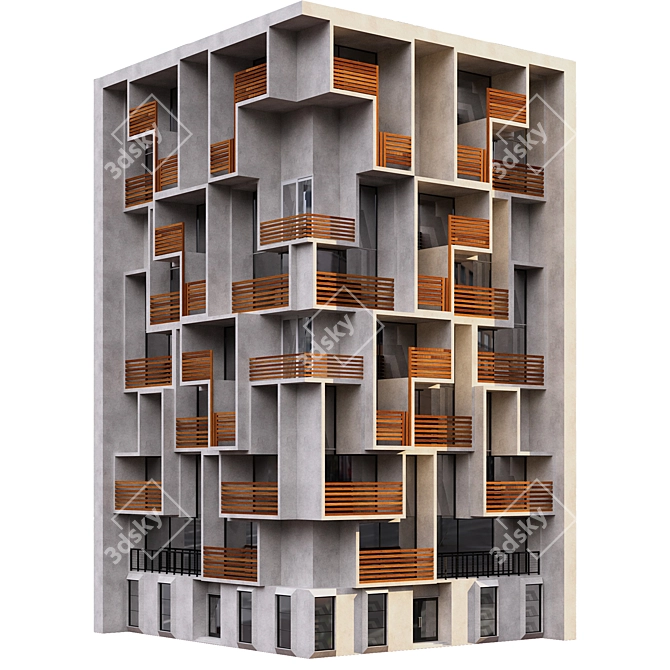 Exquisite 13-Story Residential Building 3D model image 3