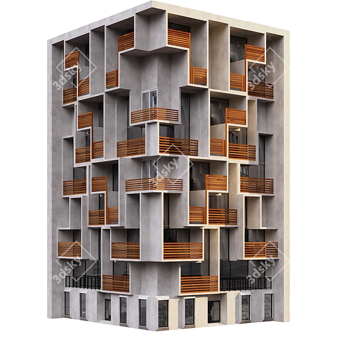Exquisite 13-Story Residential Building 3D model image 4