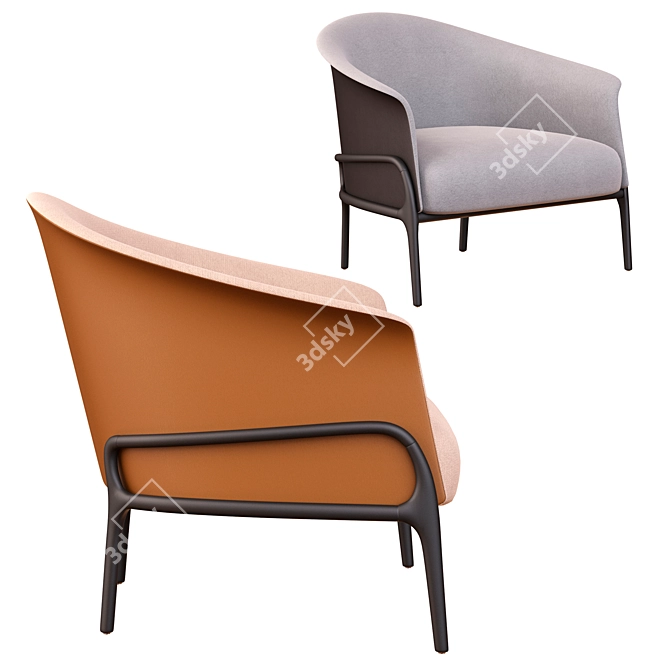 Sleek Organic Armchair 3D model image 3