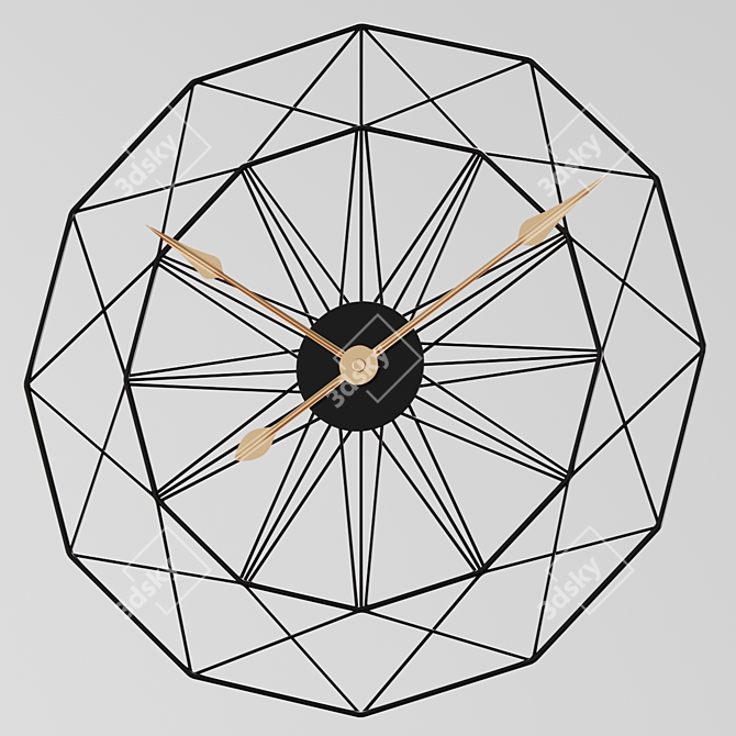 Metallic Wall Clock, 50cm Diameter 3D model image 1