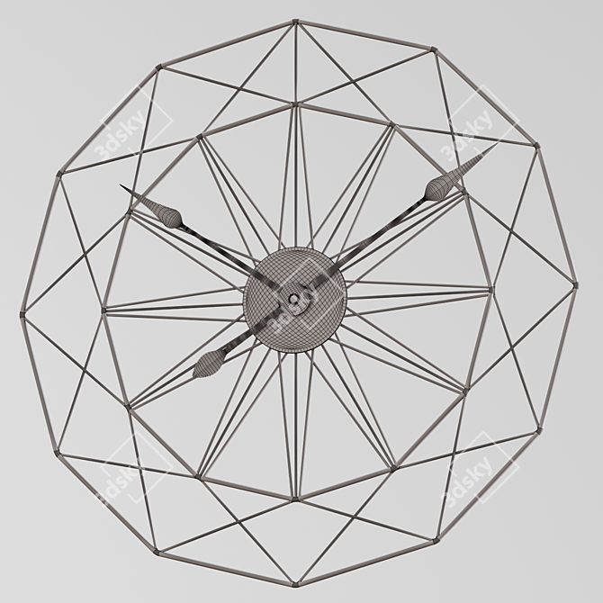 Metallic Wall Clock, 50cm Diameter 3D model image 2