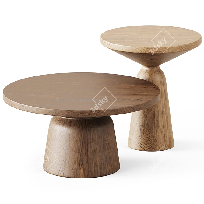 ClassiCon Brass Wood Coffee Tables 3D model image 1