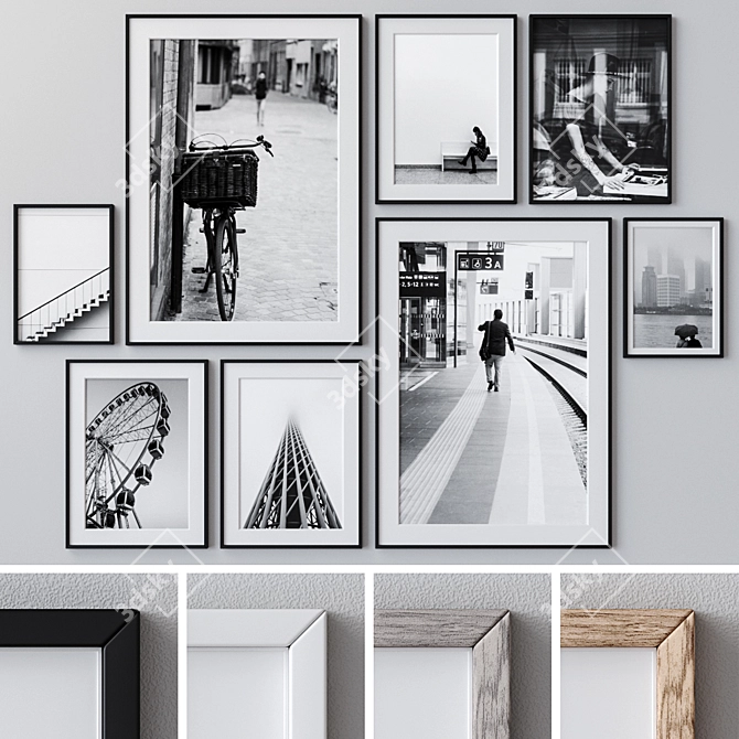 Versatile Set of 12 Modern Photo Frames 3D model image 1