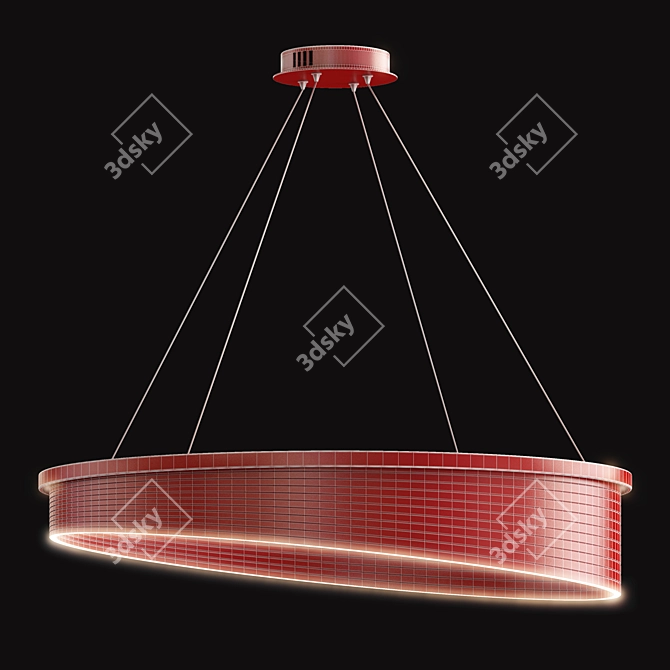 Sleek Round LED Chandelier 3D model image 2