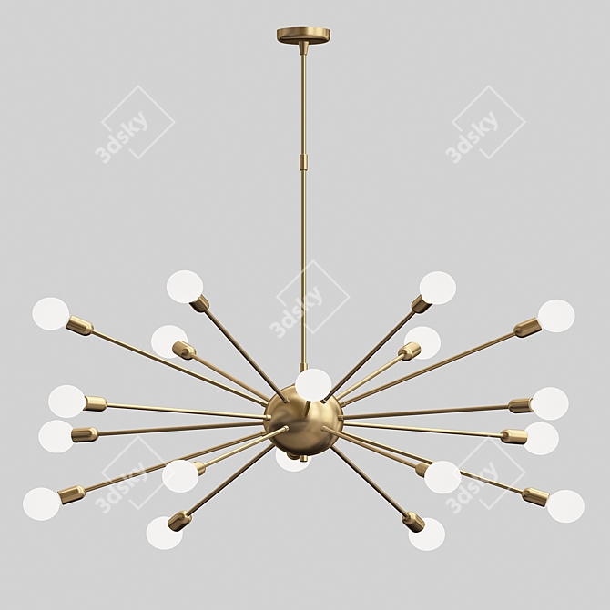 Modern Atomic Chrome Chandelier 3D model image 2