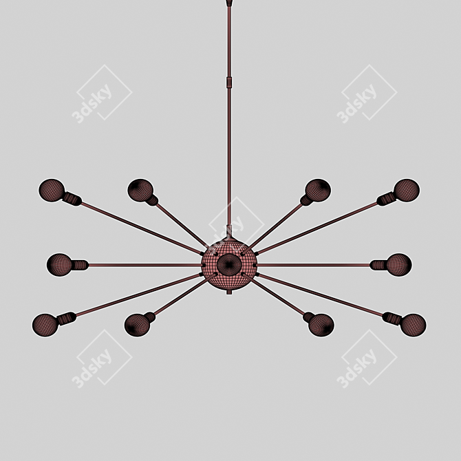 Modern Atomic Chrome Chandelier 3D model image 3