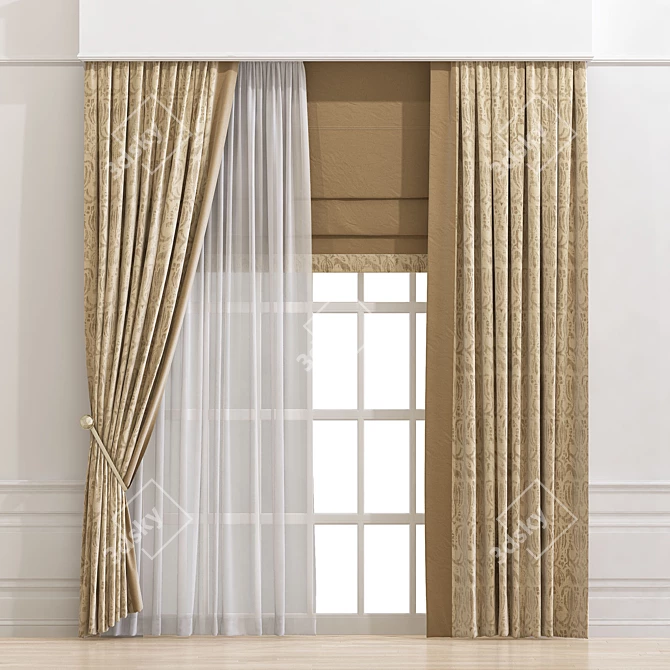 Revamped Curtain Design 3D model image 1