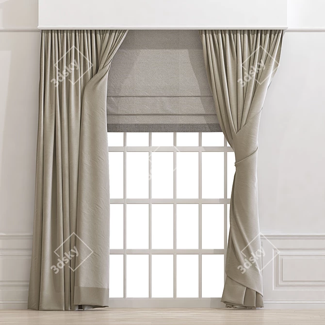 Elegant Drapery: Curtain 899 3D model image 1